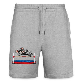 Süßer Koala beim Hochsprung - Stanley/Stella Unisex Bio Joggingshorts Trainer  - Grau meliert - Vorne - Nik (191cm) & Marisol (170cm)