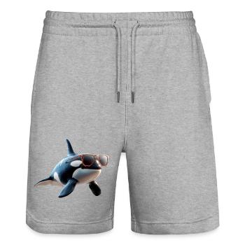 Orca Schwertwal Wal Killerwal Meerestiere Orcas - Stanley/Stella Unisex Bio Joggingshorts Trainer  - Grau meliert - Vorne - Nik (191cm) & Marisol (170cm)