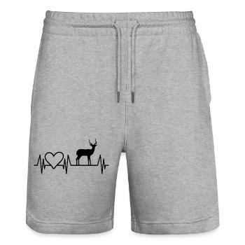 Antilope Herz Silhouette - Stanley/Stella Unisex Bio Joggingshorts Trainer  - Grau meliert - Vorne - Nik (191cm) & Marisol (170cm)