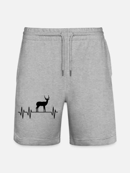 Antilope Herzschlag Silhouette - Stanley/Stella Unisex Bio Joggingshorts Trainer - Grau meliert