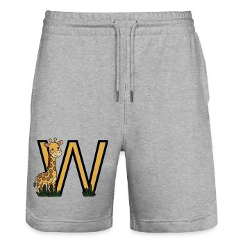 Giraffe neben goldenem V - Stanley/Stella Unisex Bio Joggingshorts Trainer  - Grau meliert - Vorne - Nik (191cm) & Marisol (170cm)