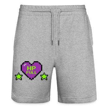 HP Full Pixel Herz Logo - Stanley/Stella Unisex Bio Joggingshorts Trainer  - Grau meliert - Vorne - Nik (191cm) & Marisol (170cm)