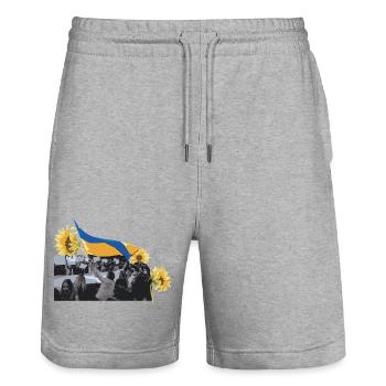 Maidan-Sonnenblumenrevolution Ukraine - Stanley/Stella Unisex Bio Joggingshorts Trainer  - Grau meliert - Vorne - Nik (191cm) & Marisol (170cm)