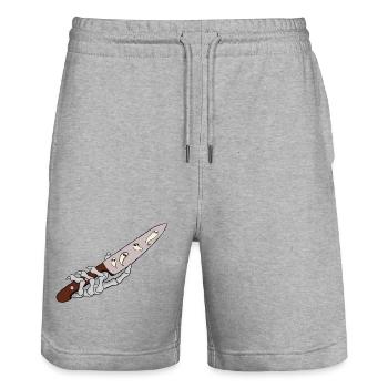 Geisterklingen mit Hand - Stanley/Stella Unisex Bio Joggingshorts Trainer  - Grau meliert - Vorne - Nik (191cm) & Marisol (170cm)