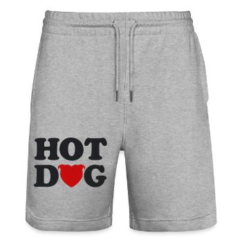 Herzkopf-Hotdog - 031 - Stanley/Stella Unisex Bio Joggingshorts Trainer  - Grau meliert - Vorne - Nik (191cm) & Marisol (170cm)