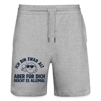 Tischtennis Bin zwar alt Retro Tischtennisspieler - Stanley/Stella Unisex Bio Joggingshorts Trainer  - Grau meliert - Vorne - Nik (191cm) & Marisol (170cm)