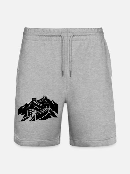 Chinesische Mauer - Stanley/Stella Unisex Bio Joggingshorts Trainer - Grau meliert