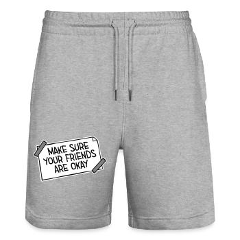 Assurez-vous que vos amis vont bien Logo de citation des amis - Short de jogging bio TRAINER Stanley/Stella unisexe - gris chiné - Devant - Nik (191cm) & Marisol (170cm)