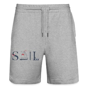 SAIL – Maritime Typography Design - Stanley/Stella Trainer Unisex Organic Jogging Shorts - heather grey - Front - Nik (191cm) & Marisol (170cm)