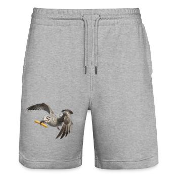 Möwe mit Pommes frites - Stanley/Stella Unisex Bio Joggingshorts Trainer  - Grau meliert - Vorne - Nik (191cm) & Marisol (170cm)