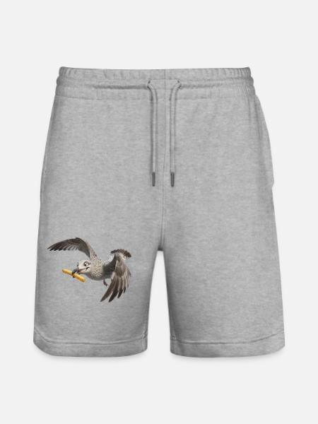 Möwe mit Pommes frites - Stanley/Stella Unisex Bio Joggingshorts Trainer - Grau meliert