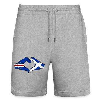 Kap Verde Schottland Flagge Hände Herzform - Stanley/Stella Unisex Bio Joggingshorts Trainer  - Grau meliert - Vorne - Nik (191cm) & Marisol (170cm)