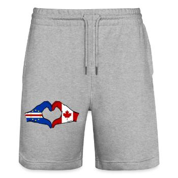 Kap Verde Kanada Flagge Hände Herzform - Stanley/Stella Unisex Bio Joggingshorts Trainer  - Grau meliert - Vorne - Nik (191cm) & Marisol (170cm)