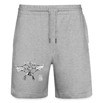 Métazoaire Libelluloïdae - Short de jogging bio TRAINER Stanley/Stella unisexe - gris chiné - Devant - Nik (191cm) & Marisol (170cm)