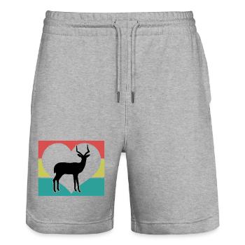 Antilope Herz Vintage Silhouette - Stanley/Stella Unisex Bio Joggingshorts Trainer  - Grau meliert - Vorne - Nik (191cm) & Marisol (170cm)