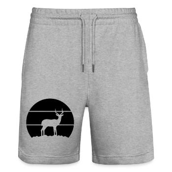 Antilope Silhouette - Stanley/Stella Unisex Bio Joggingshorts Trainer  - Grau meliert - Vorne - Nik (191cm) & Marisol (170cm)