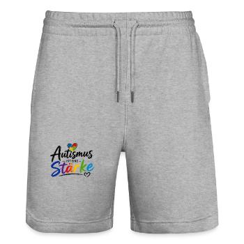 Autismus ist eine Stärke  - Stanley/Stella Unisex Bio Joggingshorts Trainer  - Grau meliert - Vorne - Nik (191cm) & Marisol (170cm)