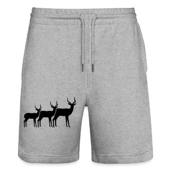 Antilopen Familie Silhouette   - Stanley/Stella Unisex Bio Joggingshorts Trainer  - Grau meliert - Vorne - Nik (191cm) & Marisol (170cm)