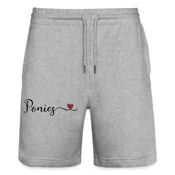 Ponies Herz - Stanley/Stella Unisex Bio Joggingshorts Trainer  - Grau meliert - Vorne - Nik (191cm) & Marisol (170cm)