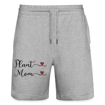 Pflanzenmama-Herz - Stanley/Stella Unisex Bio Joggingshorts Trainer  - Grau meliert - Vorne - Nik (191cm) & Marisol (170cm)