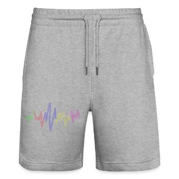 Regenbogen Klangwelle,Music waves - Stanley/Stella Unisex Bio Joggingshorts Trainer  - Grau meliert - Vorne - Nik (191cm) & Marisol (170cm)