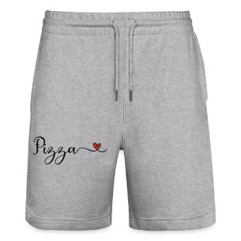 Pizza Heart - Stanley/Stella Unisex Bio Joggingshorts Trainer  - Grau meliert - Vorne - Nik (191cm) & Marisol (170cm)