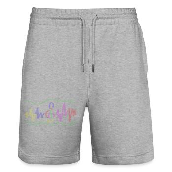 Bunte Klangwellen mit Notenschlüssel - Stanley/Stella Unisex Bio Joggingshorts Trainer  - Grau meliert - Vorne - Nik (191cm) & Marisol (170cm)