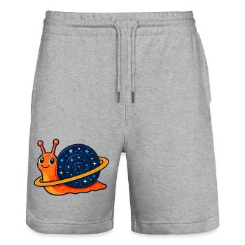 Galaktische Schnecke im All - Stanley/Stella Unisex Bio Joggingshorts Trainer  - Grau meliert - Vorne - Nik (191cm) & Marisol (170cm)
