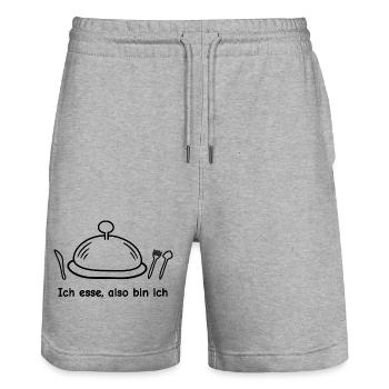Ich esse, also bin ich - Stanley/Stella Unisex Bio Joggingshorts Trainer  - Grau meliert - Vorne - Nik (191cm) & Marisol (170cm)