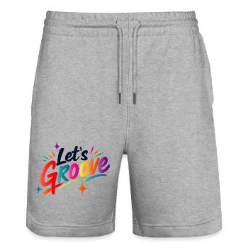 Let's Groove Retro Disco Schriftzug Design - Stanley/Stella Unisex Bio Joggingshorts Trainer  - Grau meliert - Vorne - Nik (191cm) & Marisol (170cm)