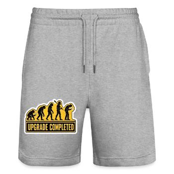 Menschliche Evolution Smartphone-Upgrade-Humor - Stanley/Stella Unisex Bio Joggingshorts Trainer  - Grau meliert - Vorne - Nik (191cm) & Marisol (170cm)