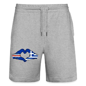 Kap Verde Griechenland Flagge Hände Herzform  - Stanley/Stella Unisex Bio Joggingshorts Trainer  - Grau meliert - Vorne - Nik (191cm) & Marisol (170cm)