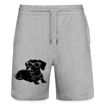 Dachshund Weiner Hunde-Lege-Sonnenbrille - Stanley/Stella Unisex Bio Joggingshorts Trainer  - Grau meliert - Vorne - Nik (191cm) & Marisol (170cm)