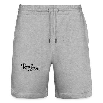 Real Love Silhouette - Stanley/Stella Unisex Bio Joggingshorts Trainer  - Grau meliert - Vorne - Nik (191cm) & Marisol (170cm)