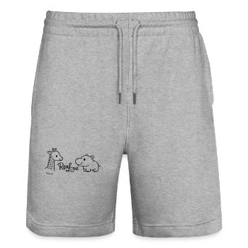 Giraffen und Nilpferd: Wahre Liebe - Stanley/Stella Unisex Bio Joggingshorts Trainer  - Grau meliert - Vorne - Nik (191cm) & Marisol (170cm)