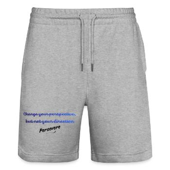 Ändere deine Perspektive, nicht deine Richtung | Insp - Stanley/Stella Unisex Bio Joggingshorts Trainer  - Grau meliert - Vorne - Nik (191cm) & Marisol (170cm)