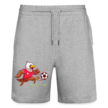 Eagle Maskottchen Striker Kick - Stanley/Stella Unisex Bio Joggingshorts Trainer  - Grau meliert - Vorne - Nik (191cm) & Marisol (170cm)