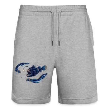 Kosmos-Blauer Sternenfisch - Stanley/Stella Unisex Bio Joggingshorts Trainer  - Grau meliert - Vorne - Nik (191cm) & Marisol (170cm)