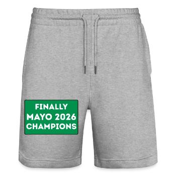 1-_Mayo_champions_2026 - Stanley/Stella Unisex Bio Joggingshorts Trainer  - Grau meliert - Vorne - Nik (191cm) & Marisol (170cm)