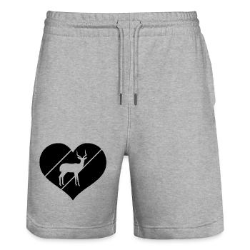 Antilope Silhouette Herz - Stanley/Stella Unisex Bio Joggingshorts Trainer  - Grau meliert - Vorne - Nik (191cm) & Marisol (170cm)
