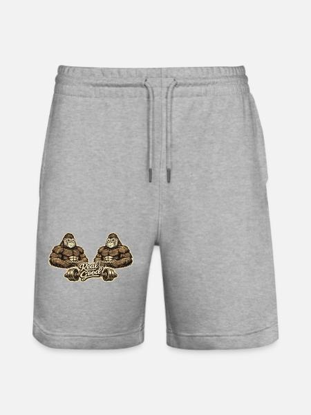 Doppelgorilla Kraftduo Fitness - Stanley/Stella Unisex Bio Joggingshorts Trainer - Grau meliert