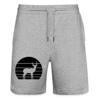 Antilope Retro Silhouette – Safari Tiermotiv - Stanley/Stella Unisex Bio Joggingshorts Trainer  - Grau meliert - Vorne - Nik (191cm) & Marisol (170cm)