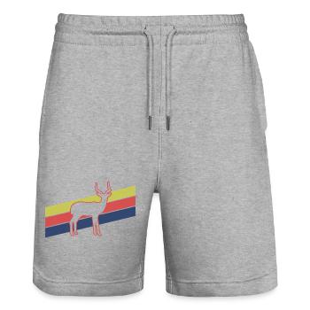 Antelope Retro Stripes – Safari Wildlife - Short de jogging bio TRAINER Stanley/Stella unisexe - gris chiné - Devant - Nik (191cm) & Marisol (170cm)