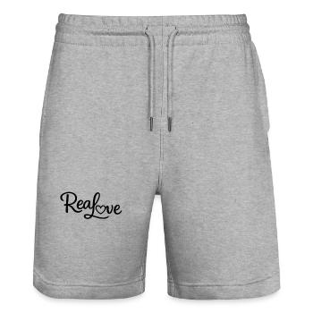 Real Love Silhouette - Stanley/Stella Unisex Bio Joggingshorts Trainer  - Grau meliert - Vorne - Nik (191cm) & Marisol (170cm)