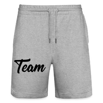 Équipe - Short de jogging bio TRAINER Stanley/Stella unisexe - gris chiné - Devant - Nik (191cm) & Marisol (170cm)