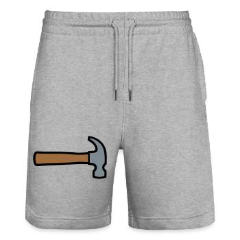Zimmermannshammer Werkzeug Icon - Stanley/Stella Unisex Bio Joggingshorts Trainer  - Grau meliert - Vorne - Nik (191cm) & Marisol (170cm)