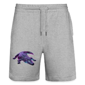 Neon-Krokodil-Aurora - Stanley/Stella Unisex Bio Joggingshorts Trainer  - Grau meliert - Vorne - Nik (191cm) & Marisol (170cm)