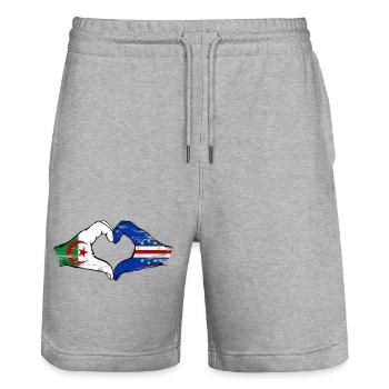 Algerien Kap Verde Flagge Hände Herzform used - Stanley/Stella Unisex Bio Joggingshorts Trainer  - Grau meliert - Vorne - Nik (191cm) & Marisol (170cm)