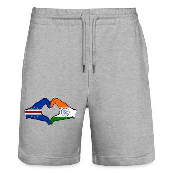 Kap Verde Indien Flagge Hände Herzform - Stanley/Stella Unisex Bio Joggingshorts Trainer  - Grau meliert - Vorne - Nik (191cm) & Marisol (170cm)