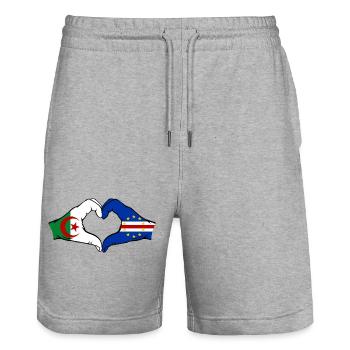 Algerien Kap Verde Flagge Hände Herzform - Stanley/Stella Unisex Bio Joggingshorts Trainer  - Grau meliert - Vorne - Nik (191cm) & Marisol (170cm)